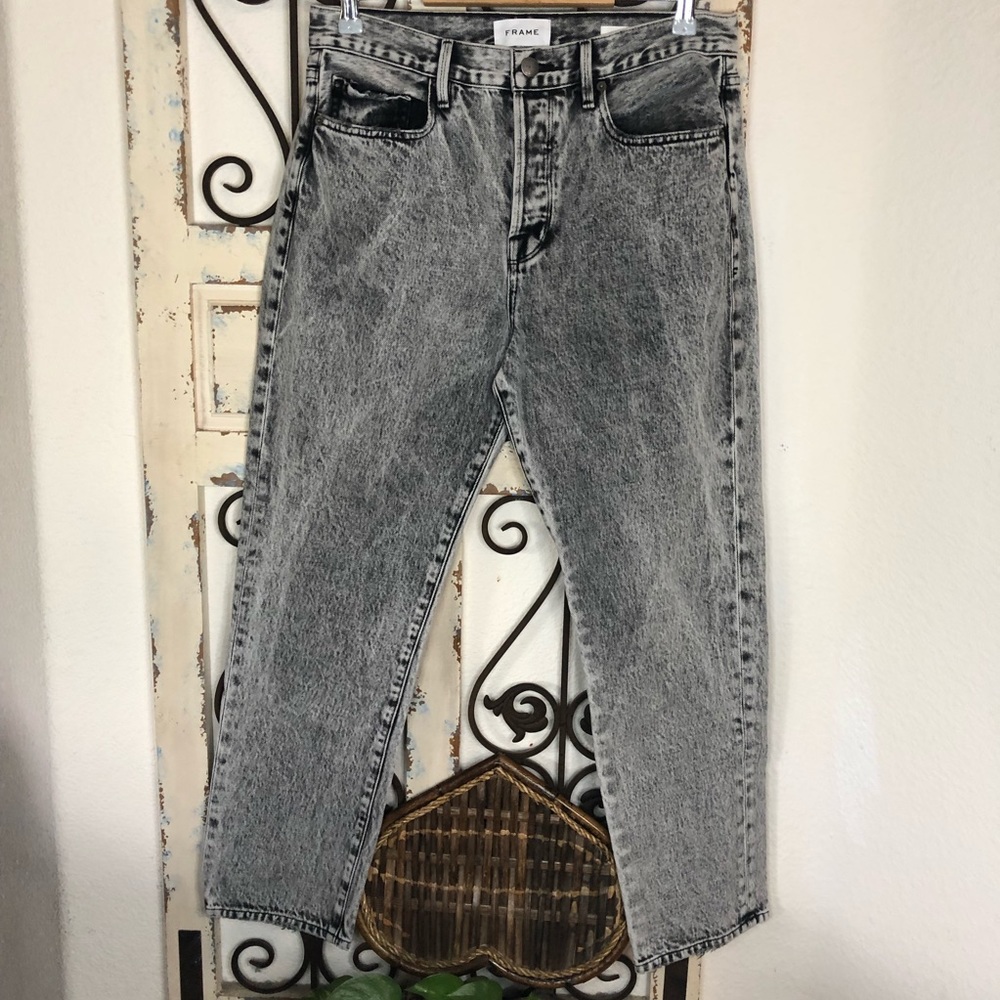 Frame le original black acid wash distressed jeans